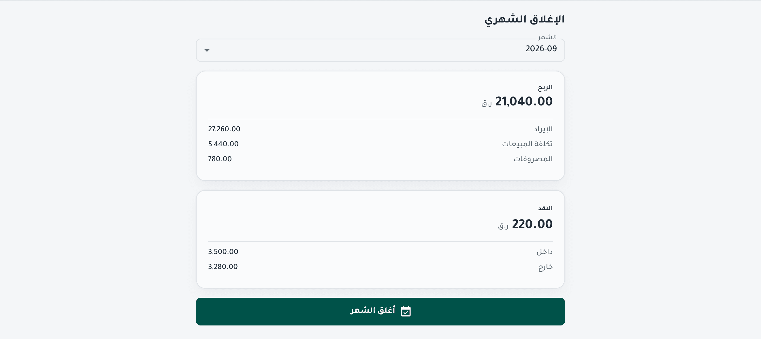 شاشة الإغلاق الشهري في تدوين: الربح والنقد لشهر كامل، بالعربية